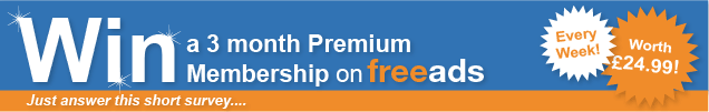 Win a 3 month Premium Membership on freeads. Just Answer this short survey... Every Week! Worth £24.99! 