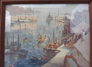 George Ayling "Harbor Boats" Vintage Print