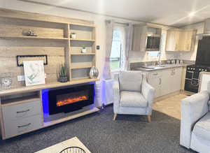 **Caravan with patio doors and decking**