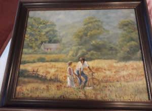 Gaye Lloyd Vintage framed countryside scene signed painting