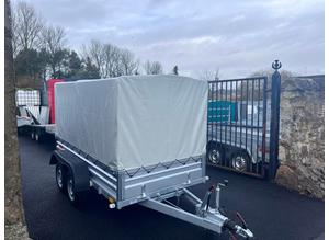 BRAND NEW 10ft x 5ft TWIN AXLE FRAME AND COVER BRAKED TRAILER 1300KG