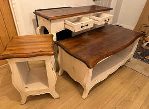 Coffee, Side & Console table with drawers Set For Sale (used)