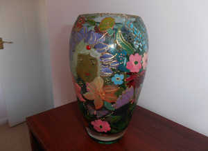 Beautiful hand painted glass vase!