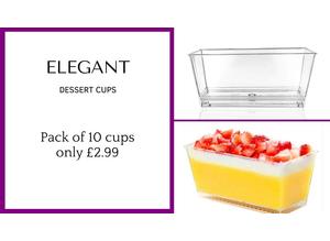 Pack of 10 x Elegant Rectangular Dessert Cups Only £2.99