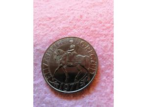 Vintage/Rare, 1977, Queen Elizabeth II, Silver Jubilee Anniversary Crown/Coin