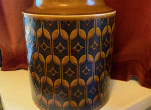 Vintage Hornsea brown ceramic storage jar with cork lid