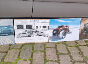 Hot Rod Car Framed Pictures X 4