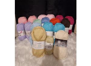 Large bundle of knitting yarn and accessories