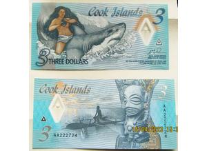 Cook Islands 3$ plastic UNC