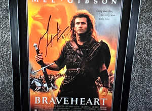 Signed Mel Gibson Braveheart Movie Poster