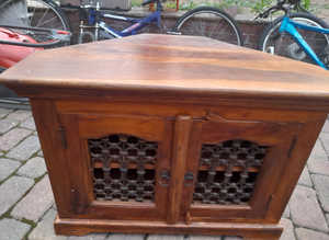 Heavy Spanish Style Solid Wood TV Cab With Wrought Iron