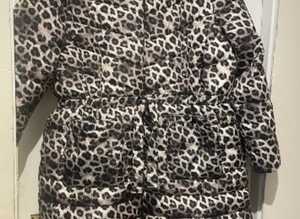 Women's long leopard print padded coat