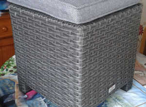 NEW Rattan Footstool Wicker Ottoman with Padded Seat