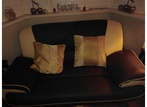 3 and 2 seater sofa set brown and cream 6 months old vgc