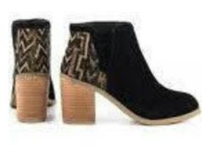 leather suede Black ankle boots 5