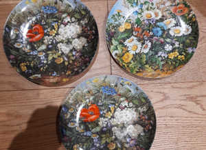 Beautiful German 8 Inch Flower Plates X 3