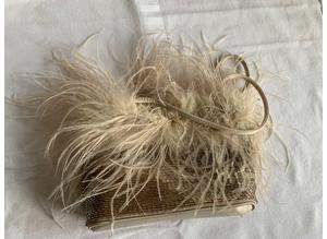 Beautiful Gold Sequin & Feather Evening Bag