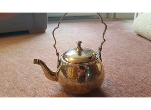Vintage, Engraved Brass Teapot / Kettle, Excellent Condition