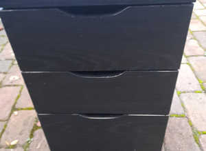 Black Wheeled 3 Draw Cabinet
