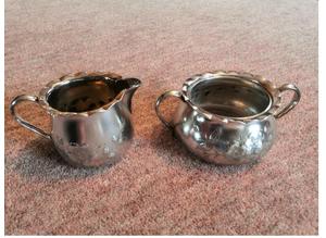 Antique Barbour Bros Co Quadruple Silver Plated Milk Jug & Sugar Bowl Tea Set