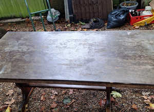 Vintage 6ft Oak Veneered Carved Roses Table