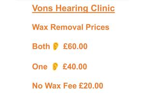 Vons Hearing Clinic Ear Wax Removal Prices