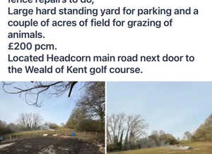 Grazing land available for long term rent headcorn Kent