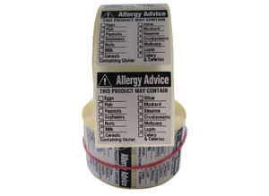 Food Allergy Labels, Food Labels 36mm x 36mm 500 On A Roll