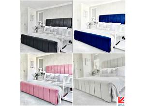 BEDS BRAND NEW SOFT PLUSH PANEL DESIGN DOUBLE BEDS, KING SIZE BEDS S.KING SIZE ANY COLOUR