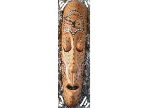 Wooden carved statue head