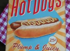 American Diner (Cafe-Kitchen) Hot Dogs Retro Metal Sign (Free Postage)