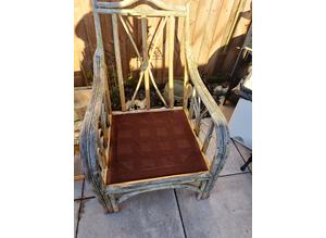 Bamboo chair's and Glass top table