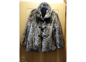 Animal print fur jacket