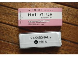 AIRRE Nail Glue - Extra Strong Nail Glue 8ml Clear PLUS 4 in 1 Nail Buffer Block