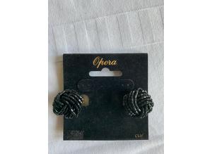Black Beaded Clip-on Earrings