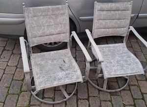 Pair Outdoor Swivel Rocking Chairs