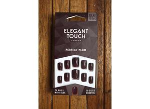 Elegant Touch False Nails Glue Included - Squoval Short Length - Perfect Plum