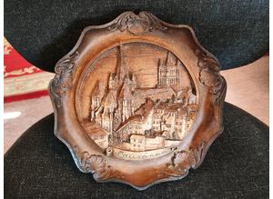 Vintage, Lausanne Cathedral, Engraved Wooden Wall Plaque/Plate - Switzerland