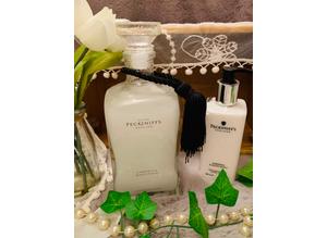 Pecksniff's "Gardenia and White Peach" Luxury Bath Soak 700 mls. "Gardenia and White Peach" Moisturising Hand and Body Lotion 300 mls.