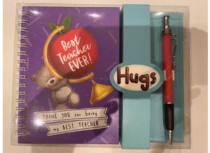 Hugs Best Teacher Ever pen and notebook gift, brand new