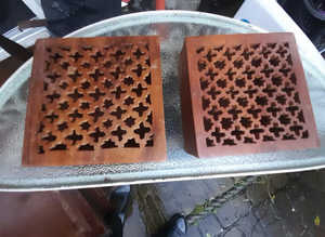 Vintage Pair of Carved Wooden Boxes
