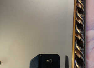 21"x31" gold framed bevelled glass mirror (ONO)