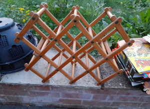 Folding Wood Bottle Rack Holds 10 Bottles