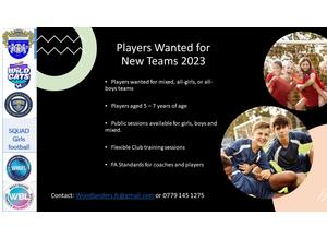 Players Wanted for Youth Football Age 5 to 7