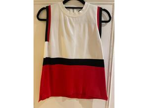M&S collection white, black and red sleeveless top size 12