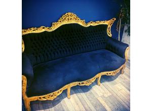 Beautiful Black Sofa With Gold Detailed Surround Three Seater