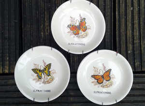 3 Souvenir Butterflies Plates from Ilfracombe with plate hangers,can be posted
