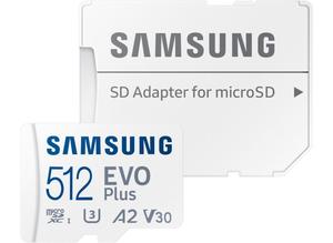 SAMSUNG EVO PLUS 130MB/S 512GB MICROSDXC UHS-I MEMORY CARD WITH ADAPTER