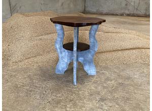 Newly painted and polished chunky side table with hammered edges