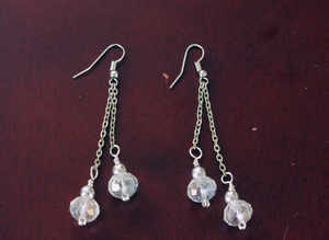 Drop Earings 5.5cm Length with 2 Octagon Shape Drops.